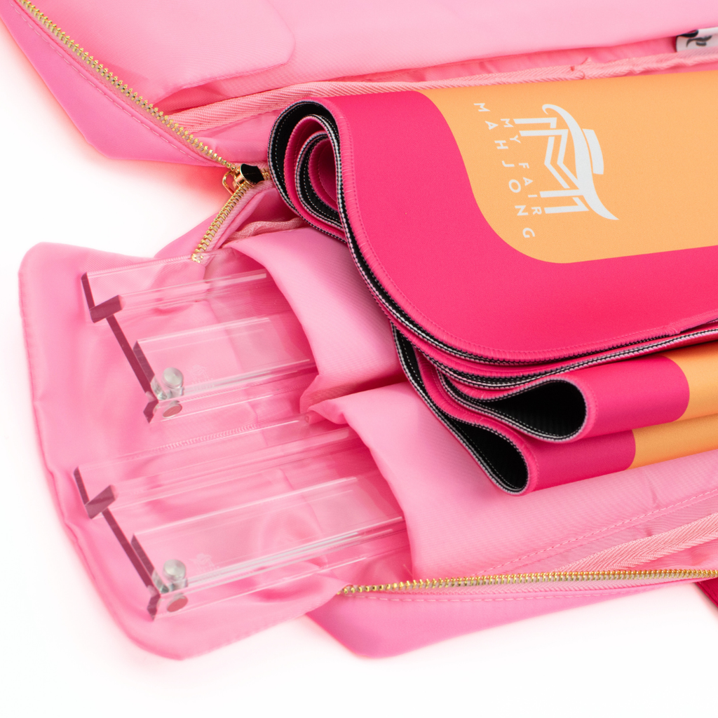My Fair Mahjong - MAHJONG RACKS | Premium Acrylic | 4 Racks + 4 Pushers: Solid Macaron Pink