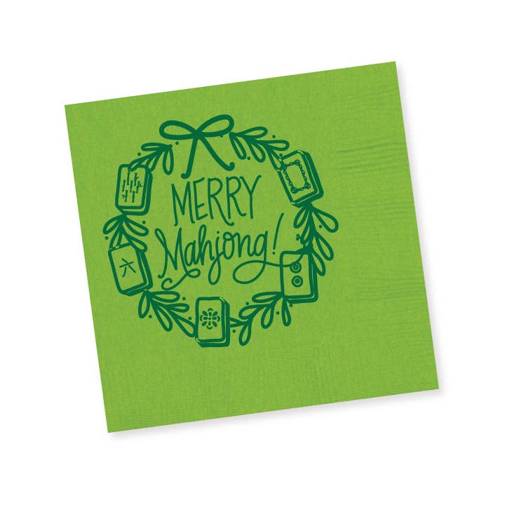 Merry Mahjong  NAPKINS | LIME with Green Matte Foil (25 per package)