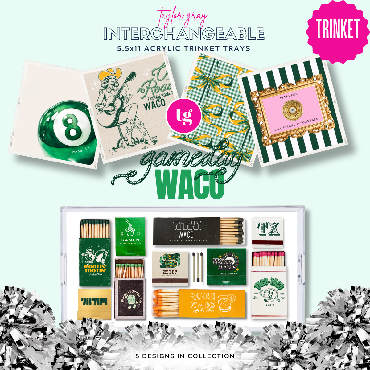 GAMEDAY WACO trinket tray insert set | 5.5x11