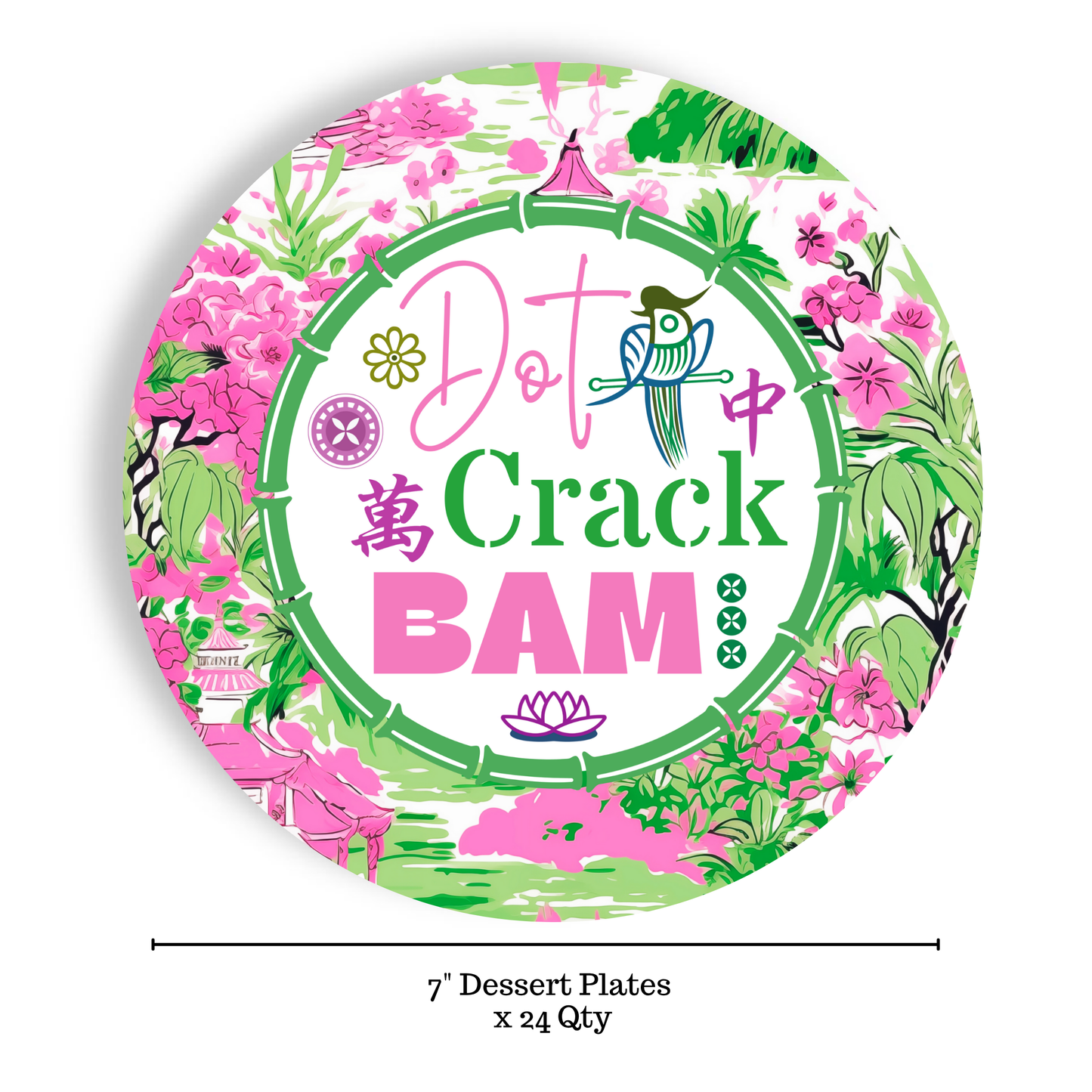 Fabuplates - Mahjong Menu 24ct 7" Paper Plates– App/Dessert Separates