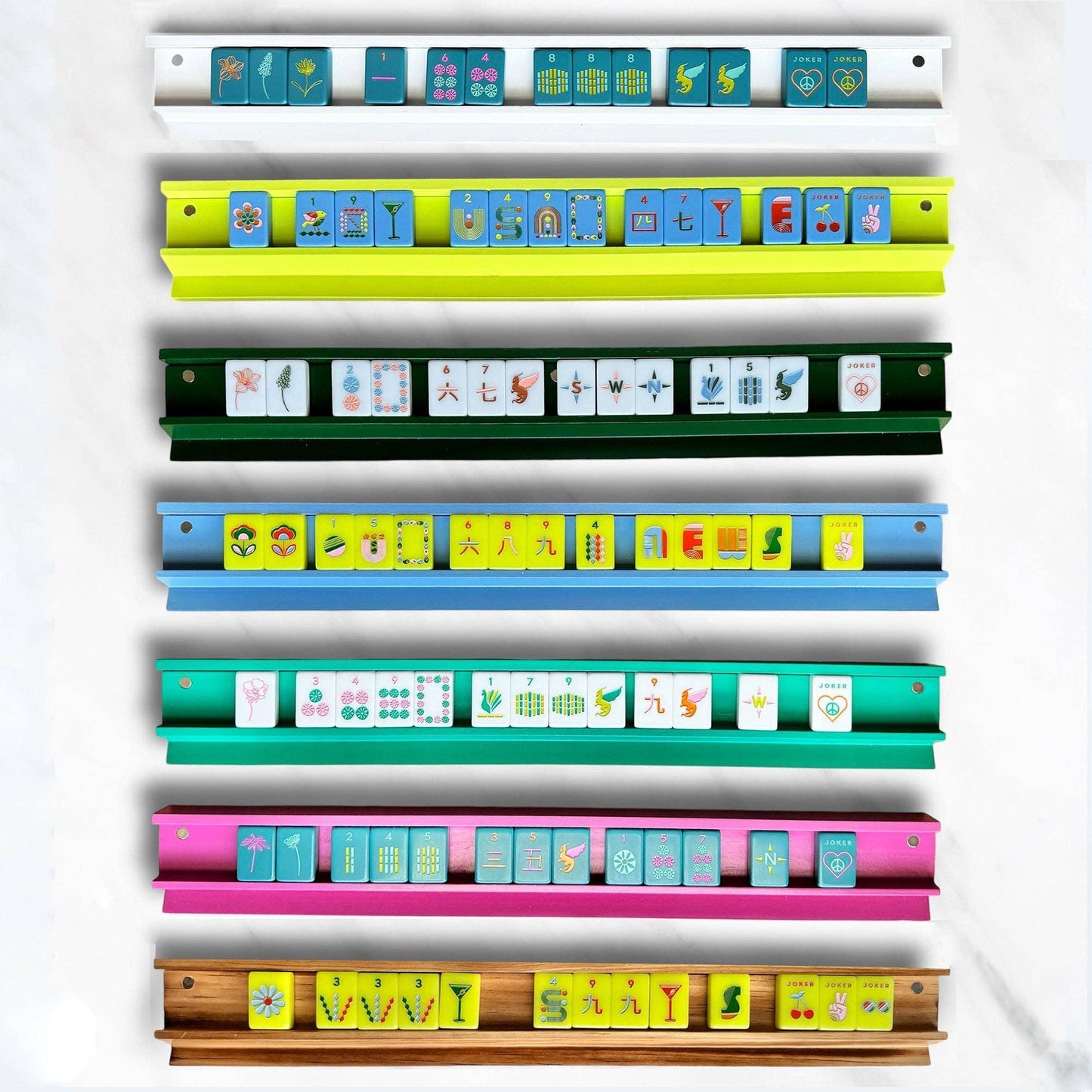 Peace Love Mahjong - Mahjong Racks & Pushers (Set of 4): French Blue