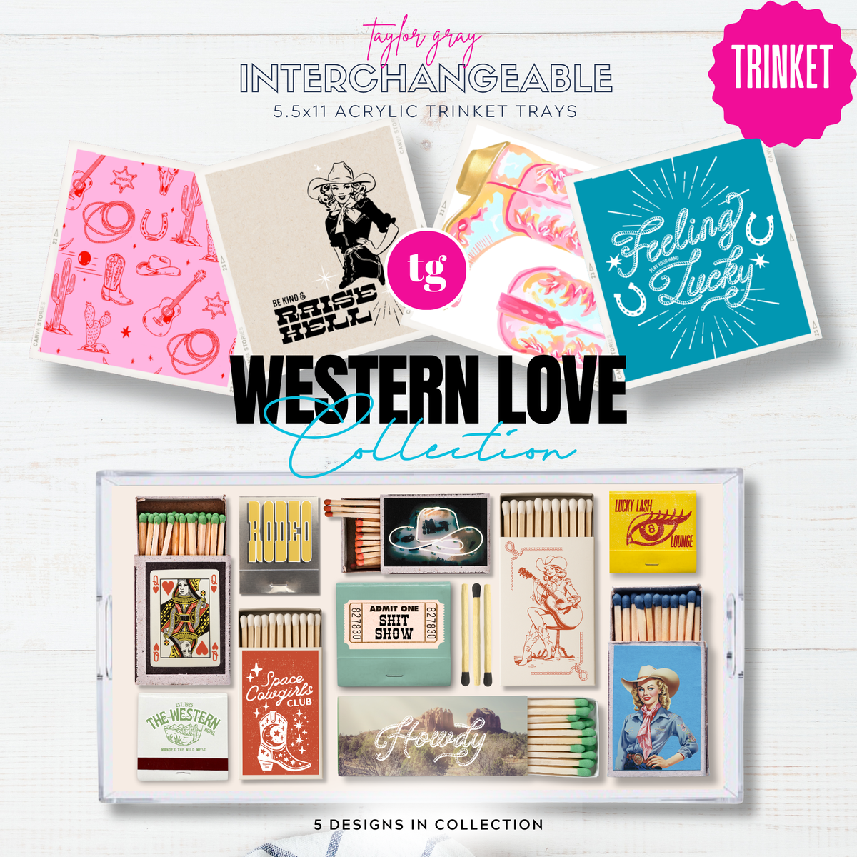 WESTERN LOVE trinket tray insert set | 5.5x11