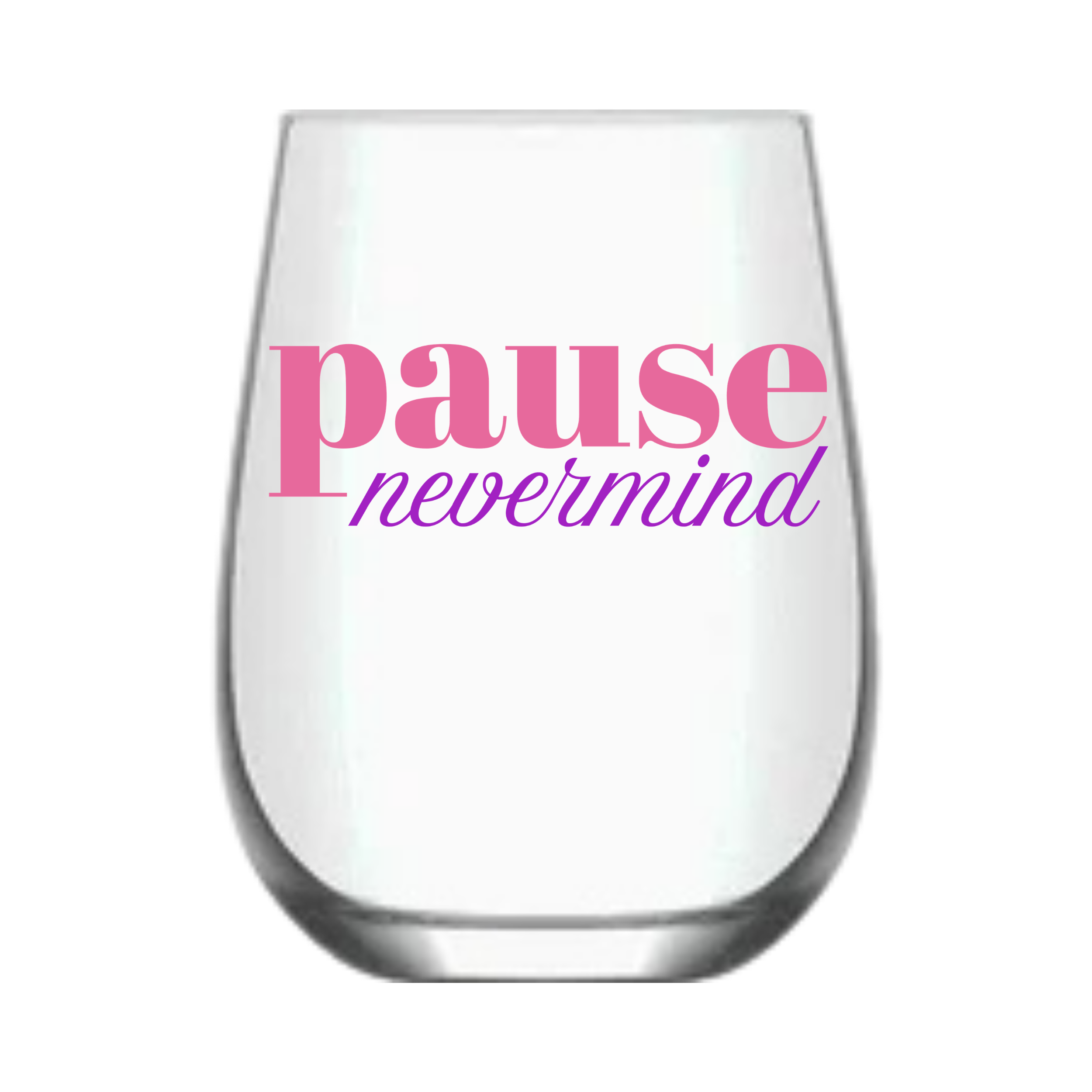 Mahjong Stemless Wine Glass "Pause Nevermind" - Single 1ct - Fabuplates