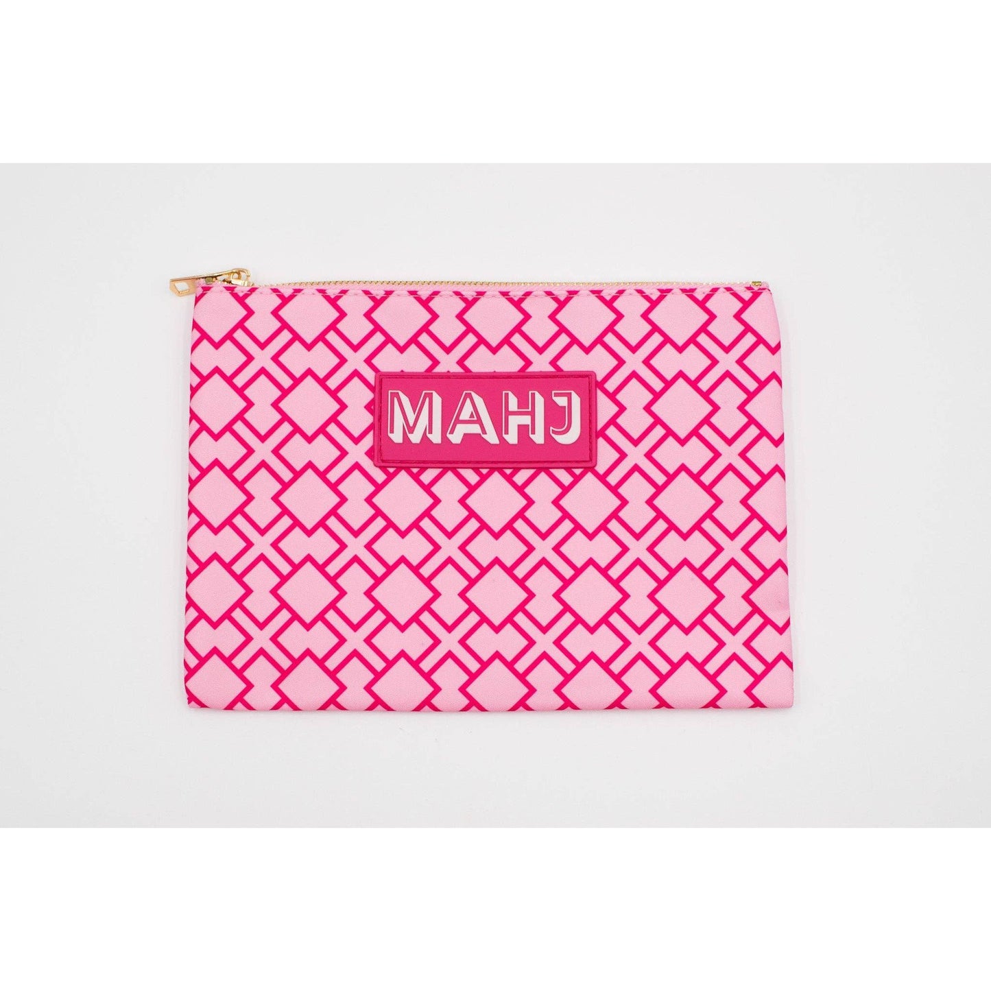 My Fair Mahjong - Premium Mahjong Card & Accessory Bag: Geometric- Pink
