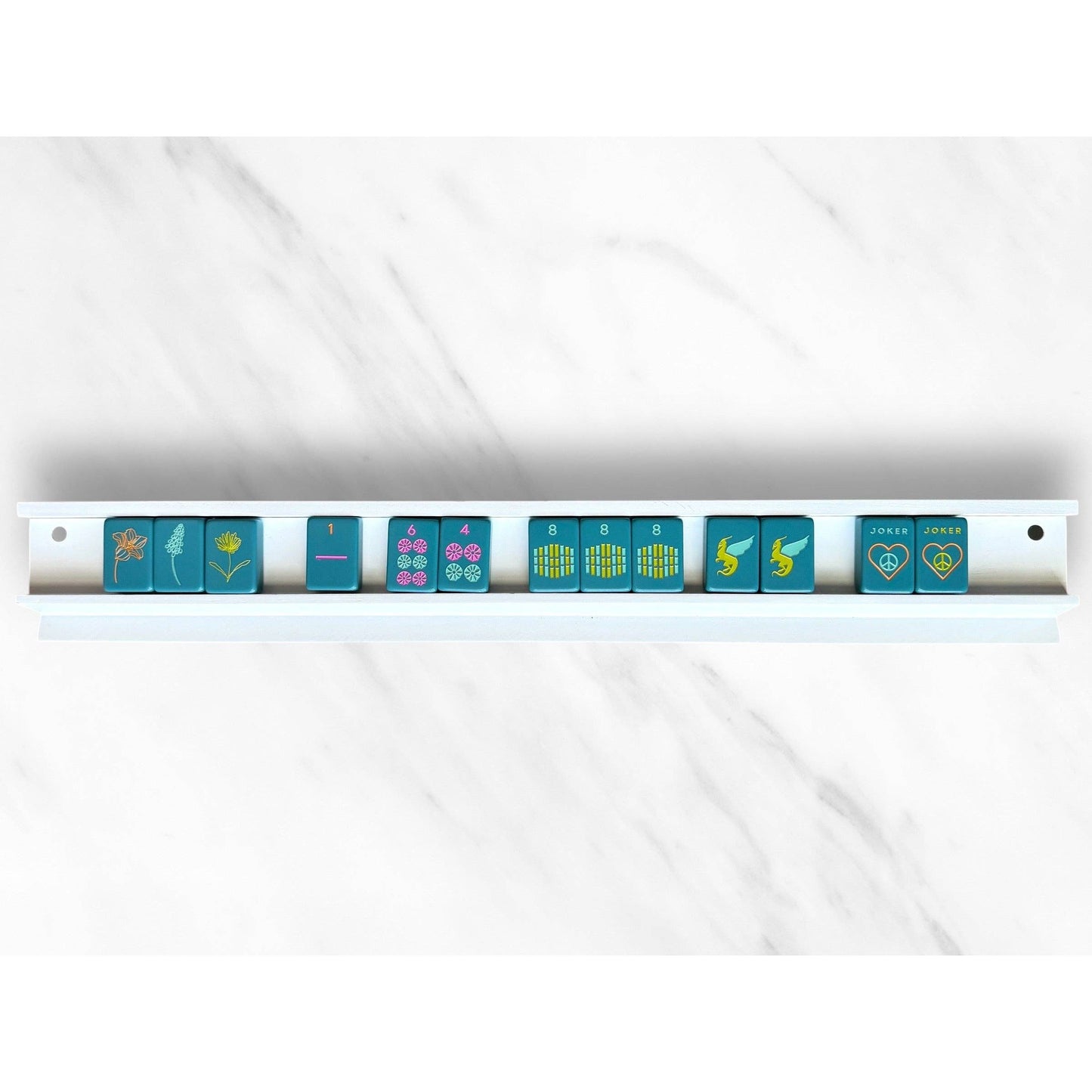 Peace Love Mahjong - Mahjong Racks & Pushers (Set of 4): White