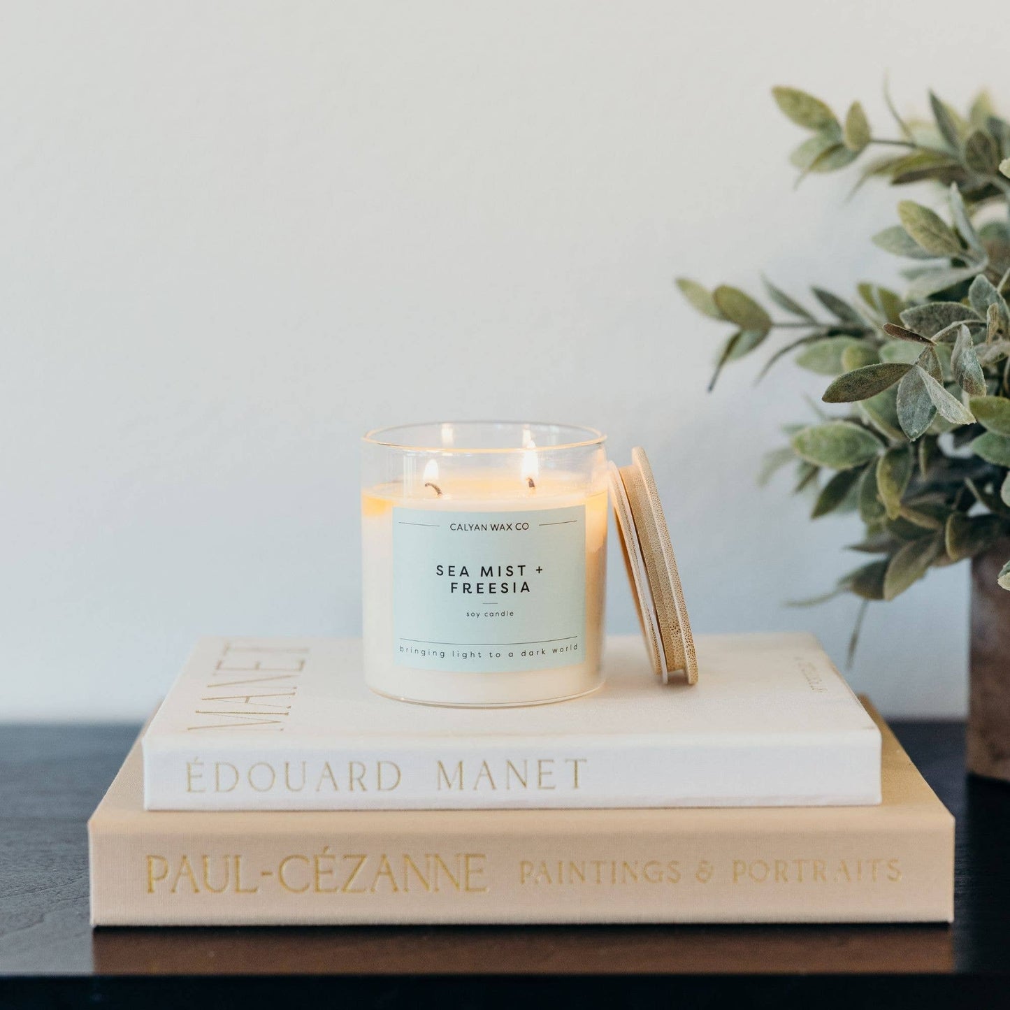 Calyan Wax Co. - Sea Mist + Freesia - Glass Tumbler Soy Candle