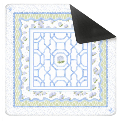 Anders Ruff Design Co. - Hamptons Hydrangea Mahjong Mat | The House of Hydrangea Coll: 31.5" Scalloped Edge