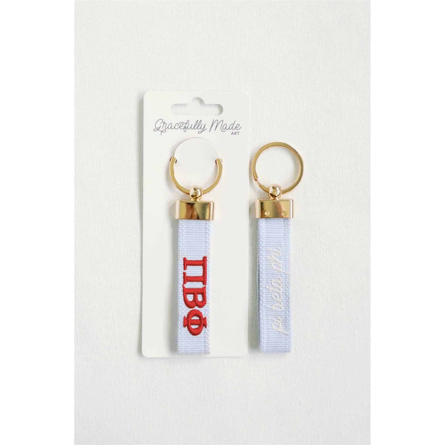 Gracefully Made Art - Pi Beta Phi Embroidered Keychain, Sorority