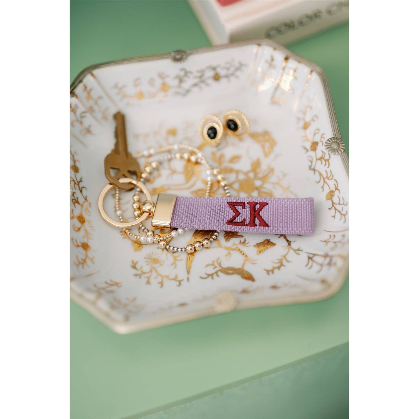 Gracefully Made Art - Sigma Kappa Embroidered Keychain, Sorority
