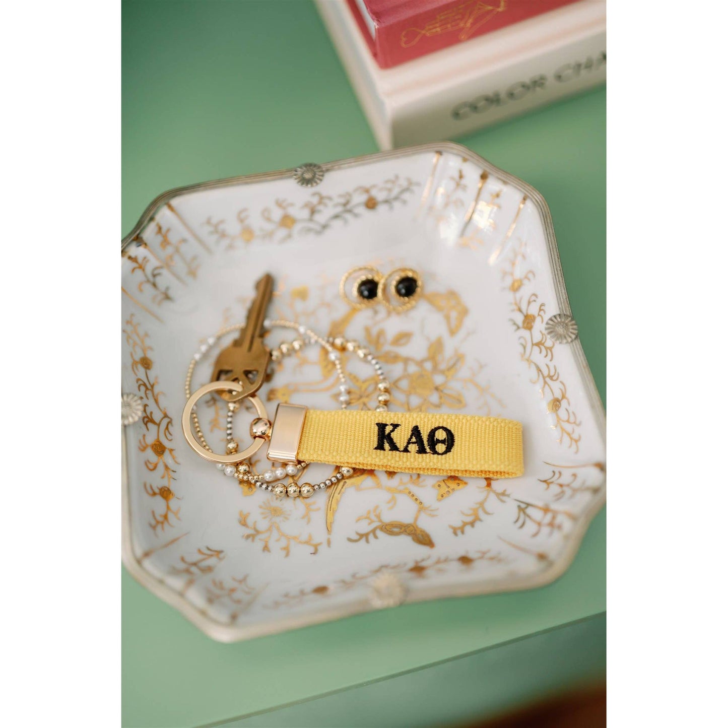 Gracefully Made Art - Kappa Alpha Theta Embroidered Keychain, Sorority