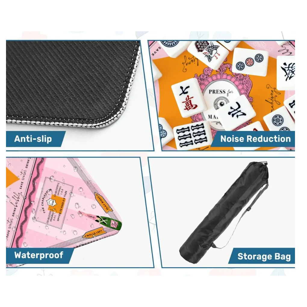 Anders Ruff Design Co. - 'Press for Mahjong' Mat | The Champagne & Mahj Collection: 33" x 33"