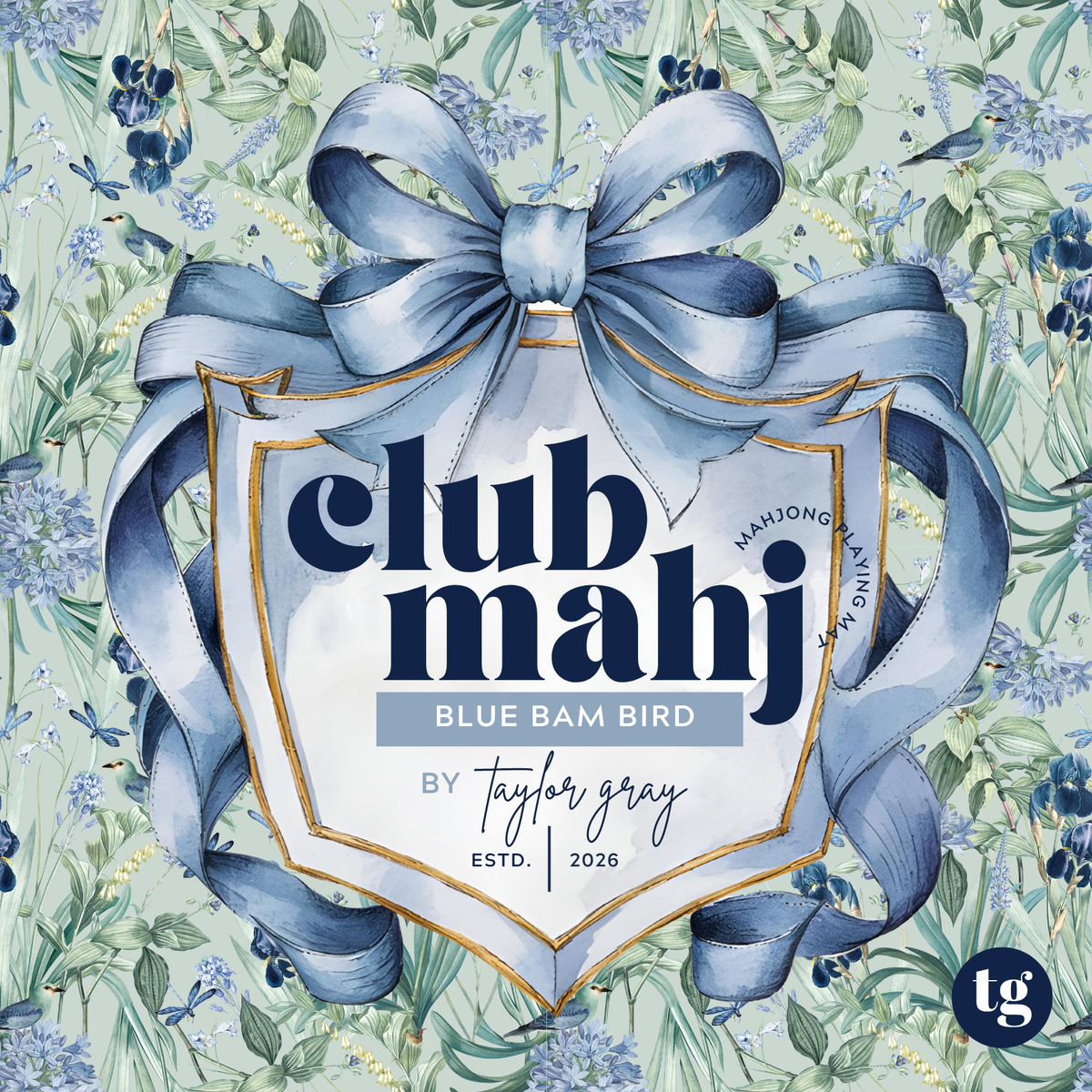 TAYLOR GRAY - Mahjong Mat Blue Bam Bird