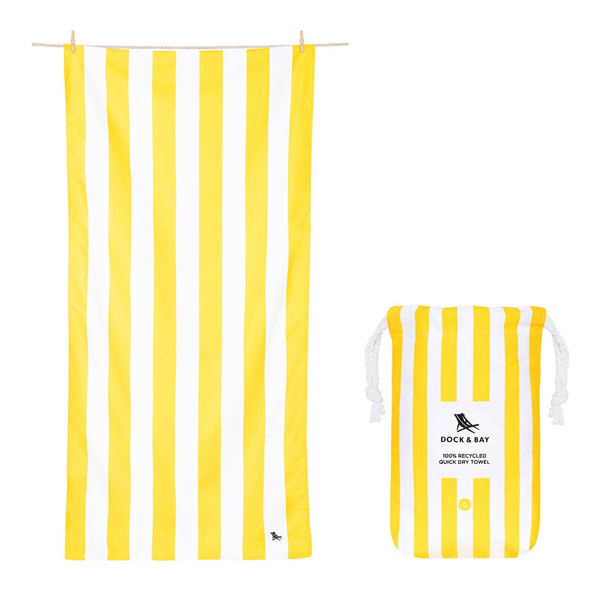 Dock & Bay USA  Quick Dry Towels - Cabana - Boracay Yellow: Large (63x35")