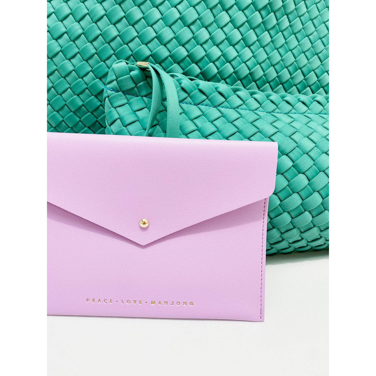 Peace Love Mahjong - Card Clutch: Serenity Blue - Large Size