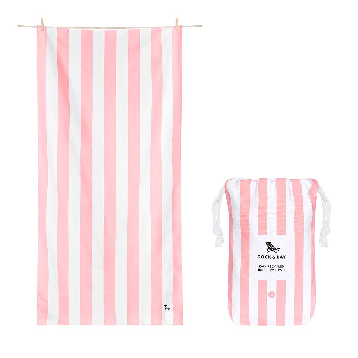 Dock & Bay USA - Dock & Bay Quick Dry Towels - Cabana - Malibu Pink: Large (63x35")