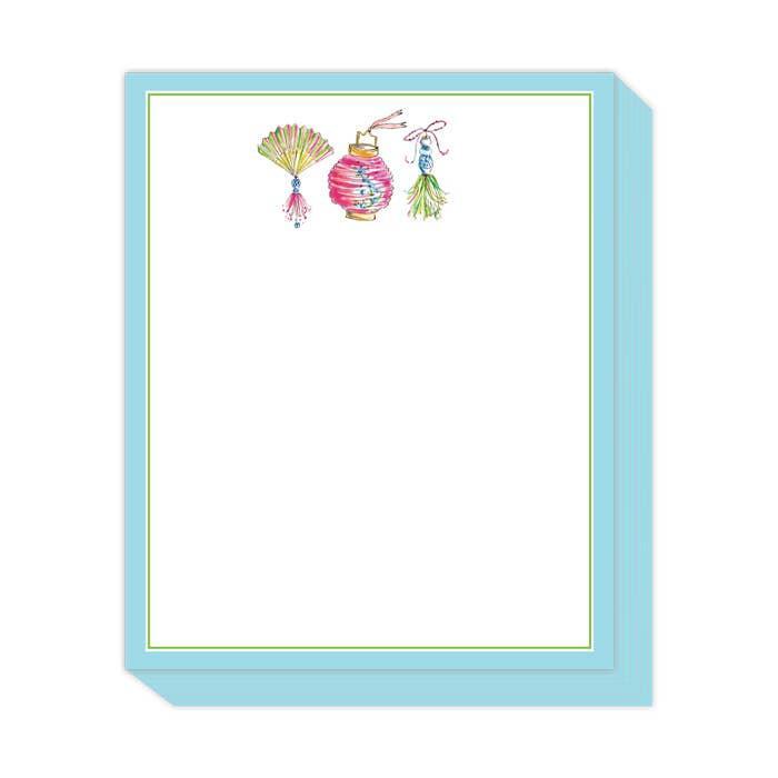 Fan Lantern Tassel Mahjong Icons Blue Green Stack Pad