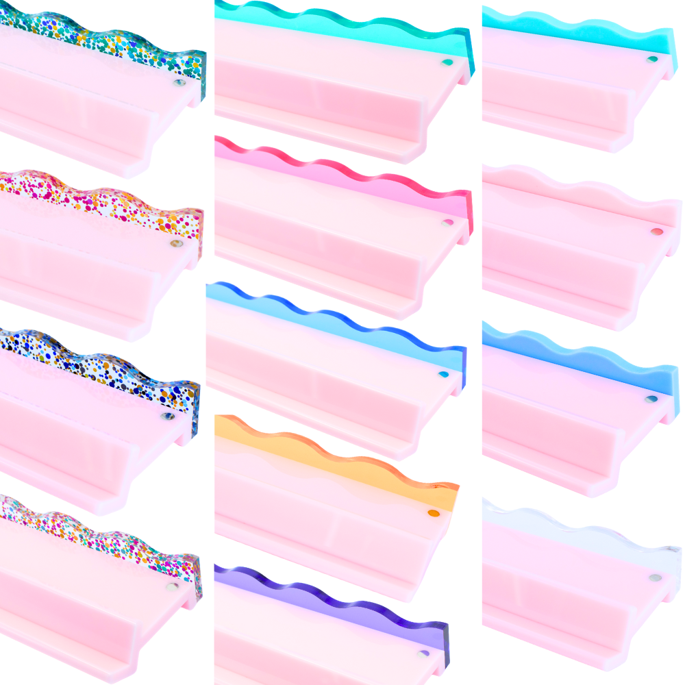 My Fair Mahjong - MAHJONG RACK PUSHERS - MAGNETIC  |  Premium Acrylic  |  Set of 4: Confetti-Wavy-Pink
