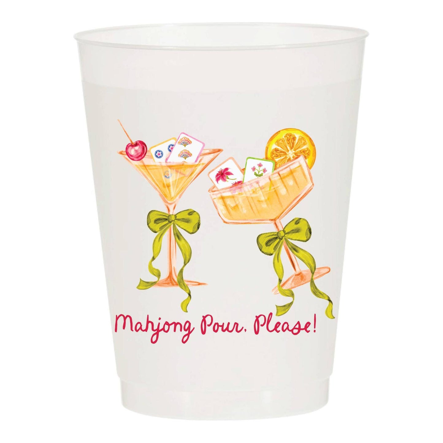 Mahjong Pour, Please! Full Color Frosted Cups - Set of 6
