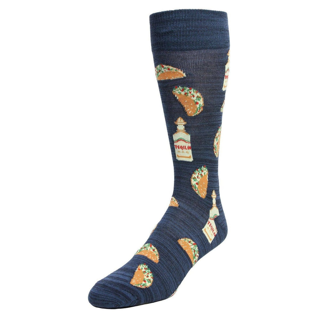 MeMoi Taco Tuesday Novelty Socks: 10 13 / Navy Blazer