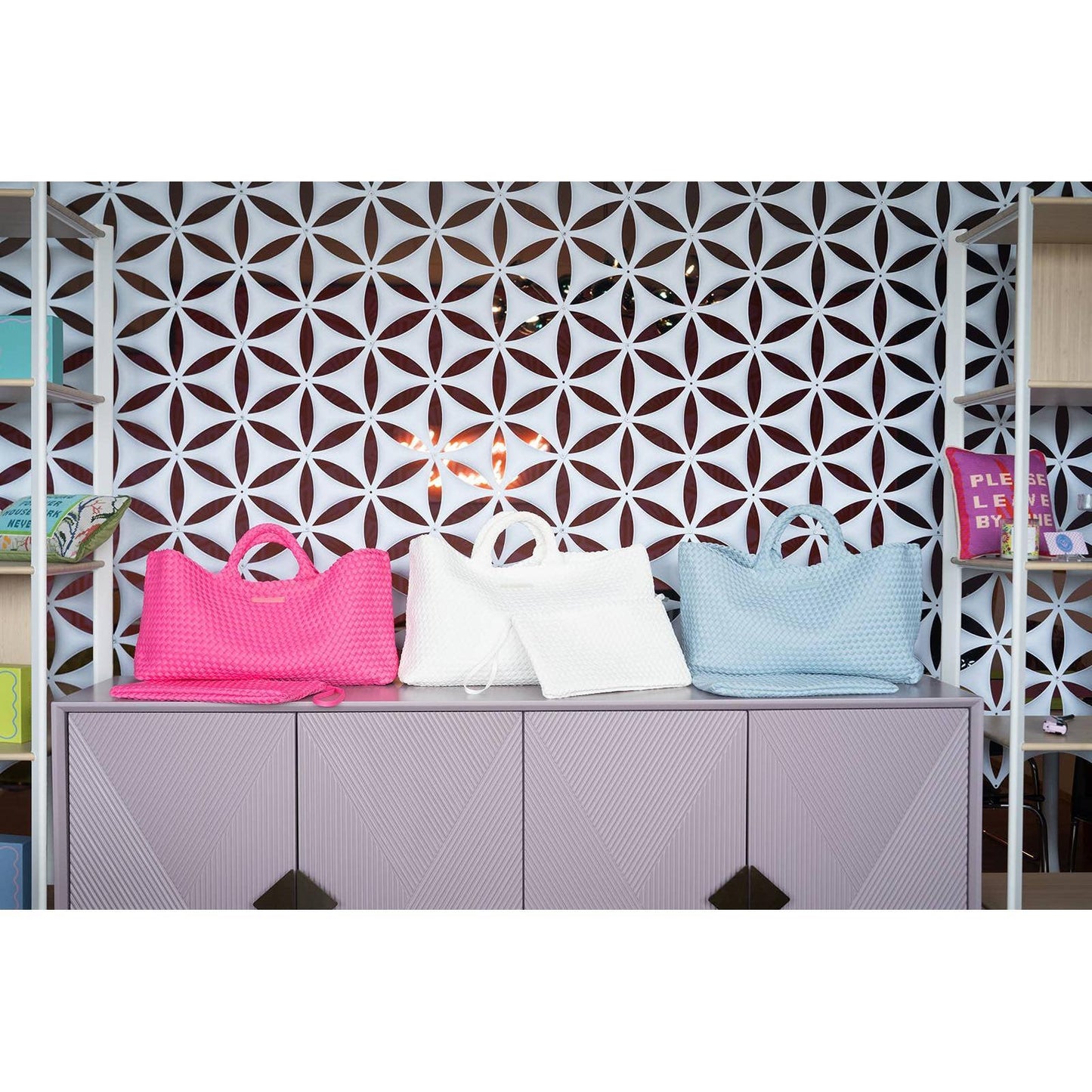 Peace Love Mahjong - Woven Mahjong Carryall : Aqua