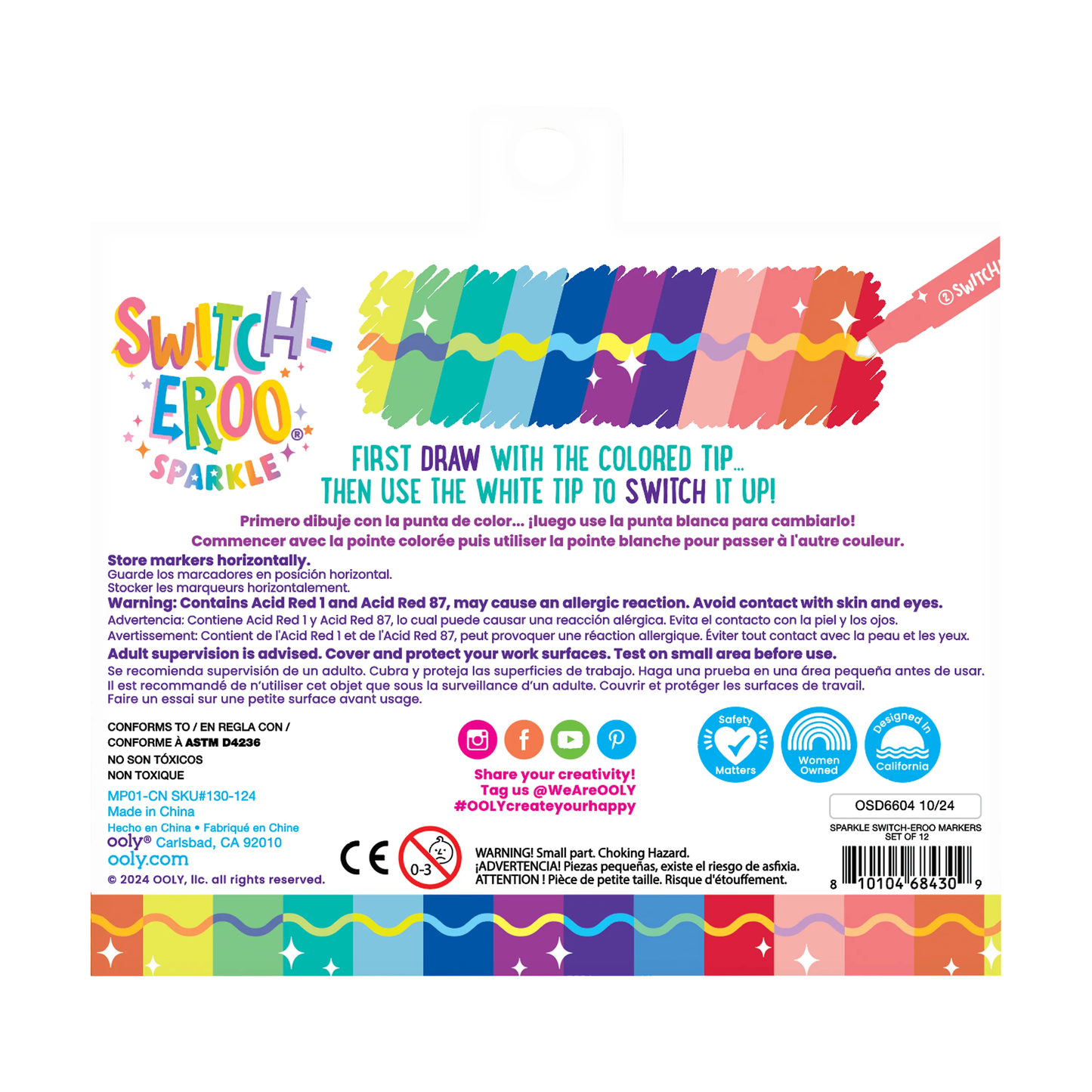 Switch-Eroo Sparkle Glittery Color Changing Markers- 12 pc