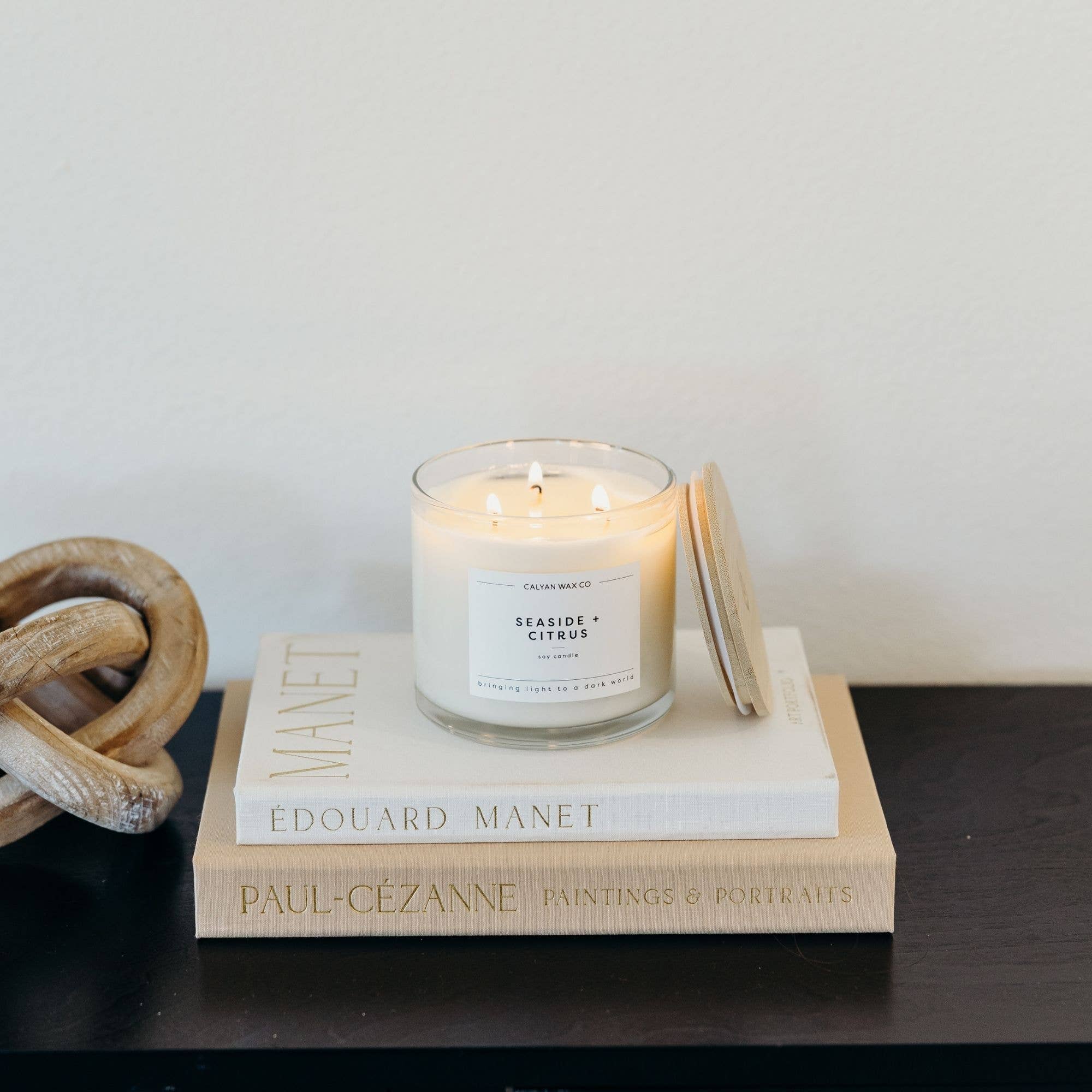 Calyan Wax Co. - Seaside + Citrus - 3 Wick Clear Glass Tumbler Soy Candle