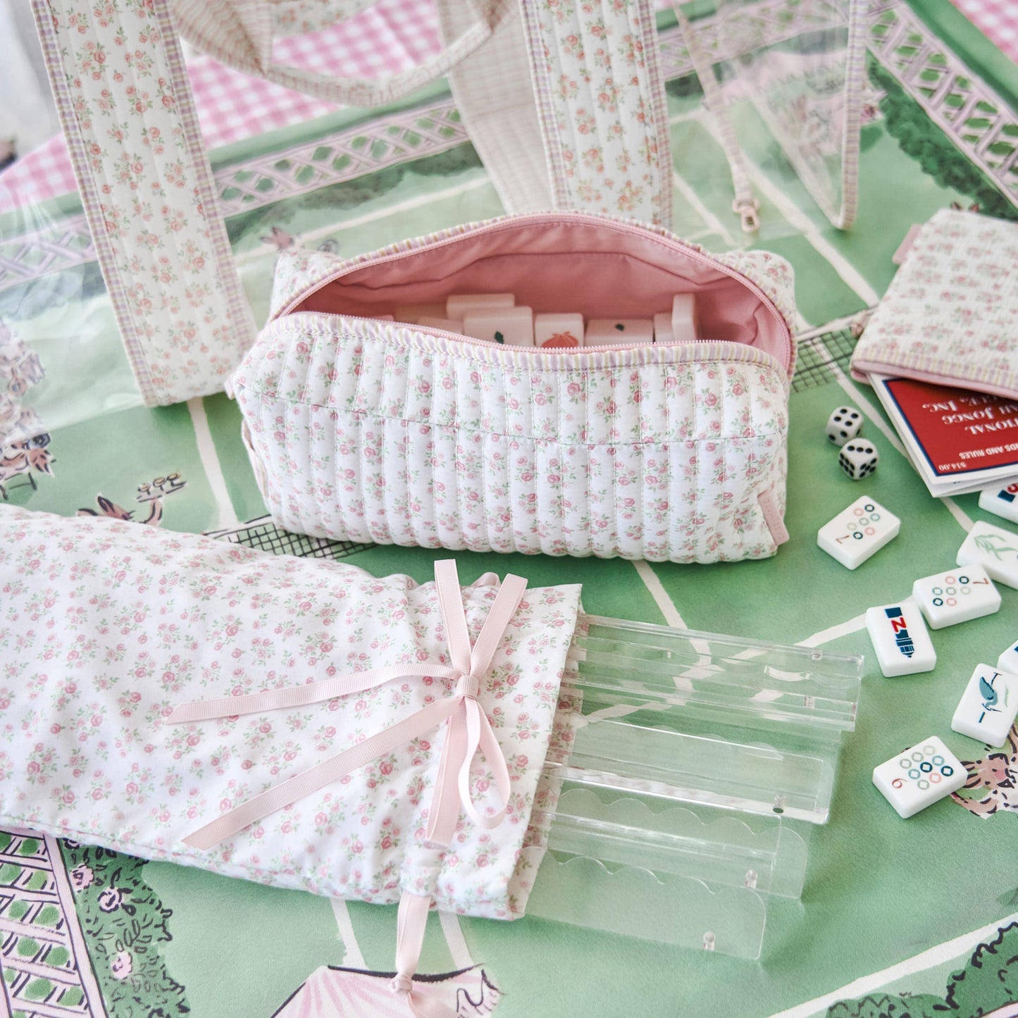 Case-Mate Mahjong Jelly Tote Set: Ballet Pink Bow