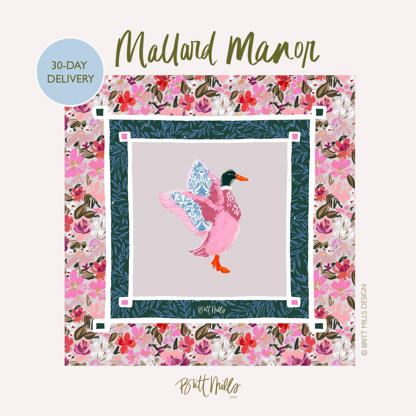 Britt Mills Design - Britt Mills Mahjong Mats (Non-Neoprene): Mallard Manor