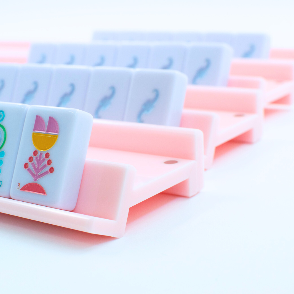 My Fair Mahjong - MAHJONG RACKS | Premium Acrylic | 4 Racks + 4 Pushers: Solid Macaron Green