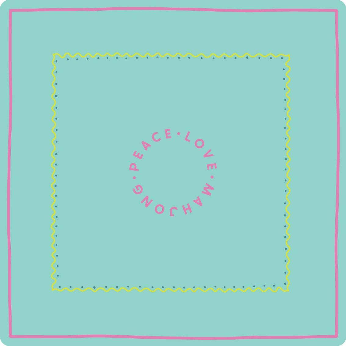 Peace Love Mahjong - Mats: Light Aqua with Yellow & Pink