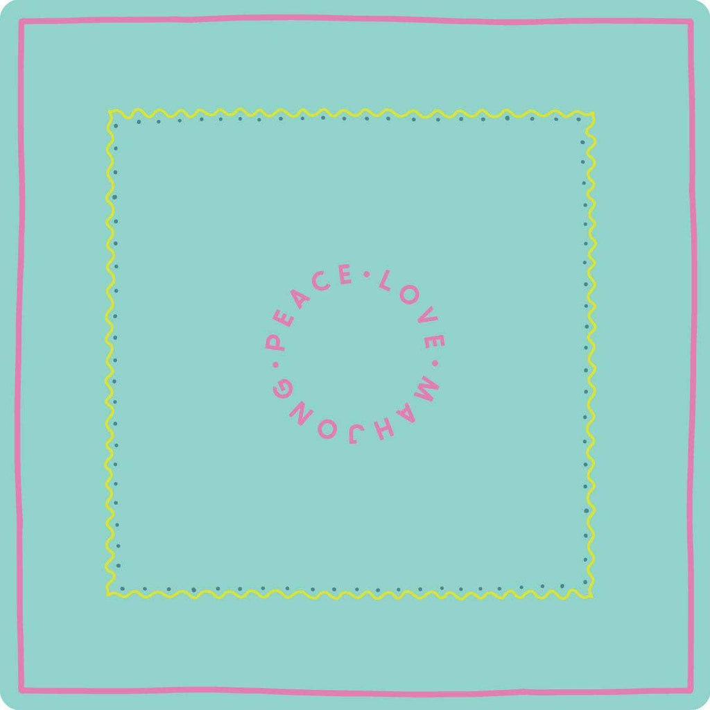 Peace Love Mahjong - Mats: Light Aqua with Yellow & Pink