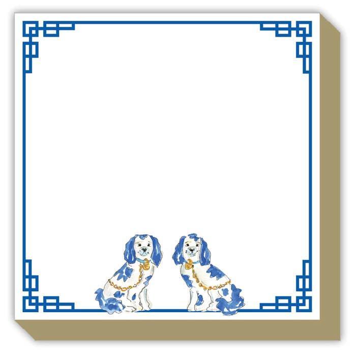 RosanneBeck Collections - Handpainted Blue Staffordshire Dogs Luxe Notepad