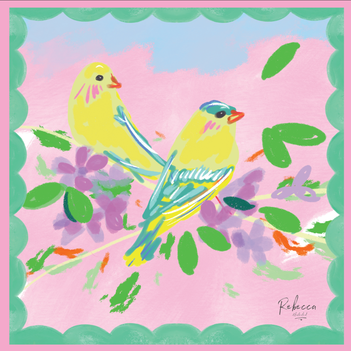 Rebecca Illustrated - CANARIES-MAHJONG MAT