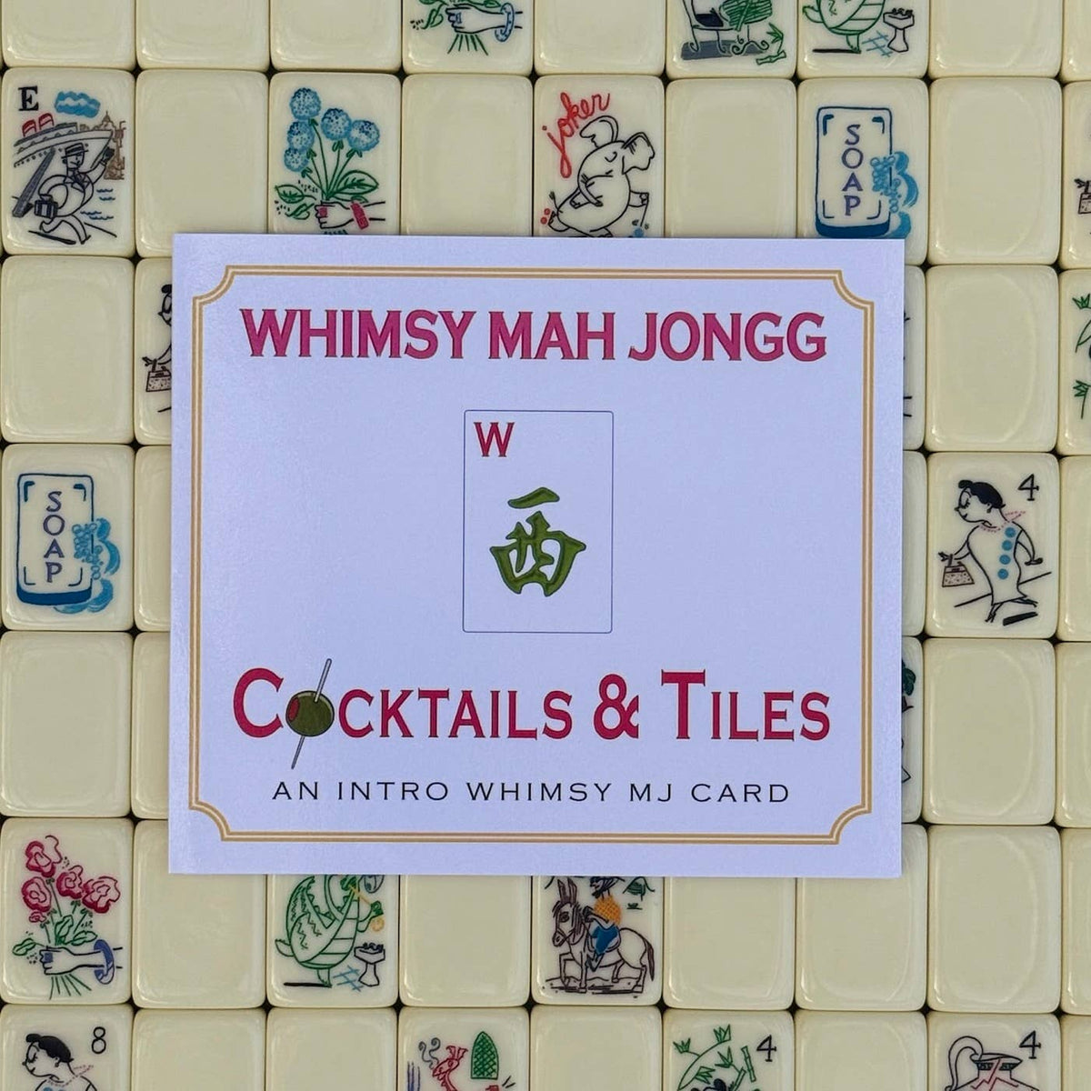 Whimsy Mah Jongg - COCKTAILS & TILES Themed Mahjong Card
