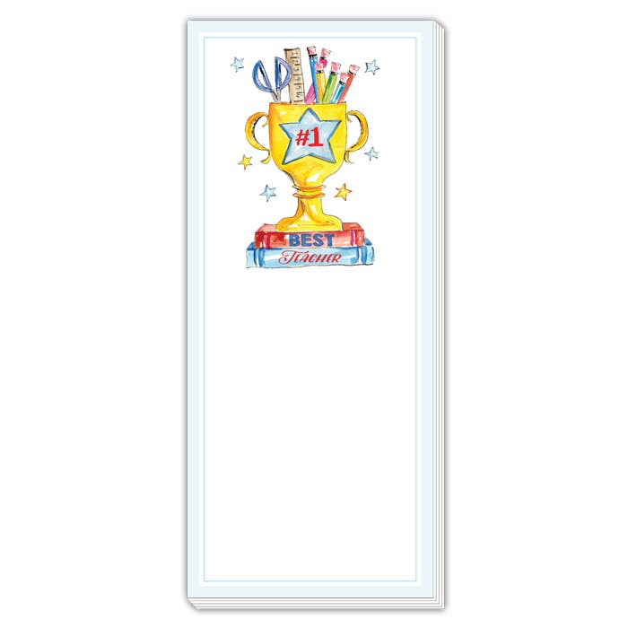 RosanneBeck Collections - #1 Best Teacher Gold Loving Cup on Books Skinny Notepad