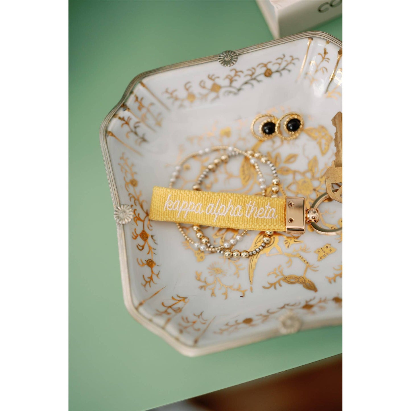 Gracefully Made Art - Kappa Alpha Theta Embroidered Keychain, Sorority