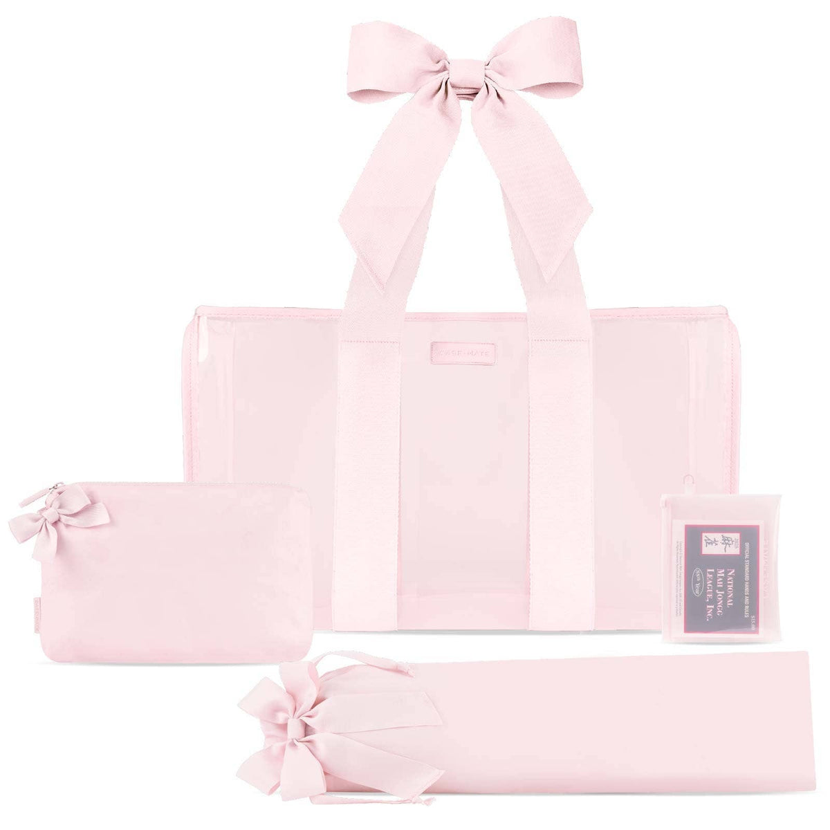 Case-Mate Mahjong Jelly Tote Set: Ballet Pink Bow