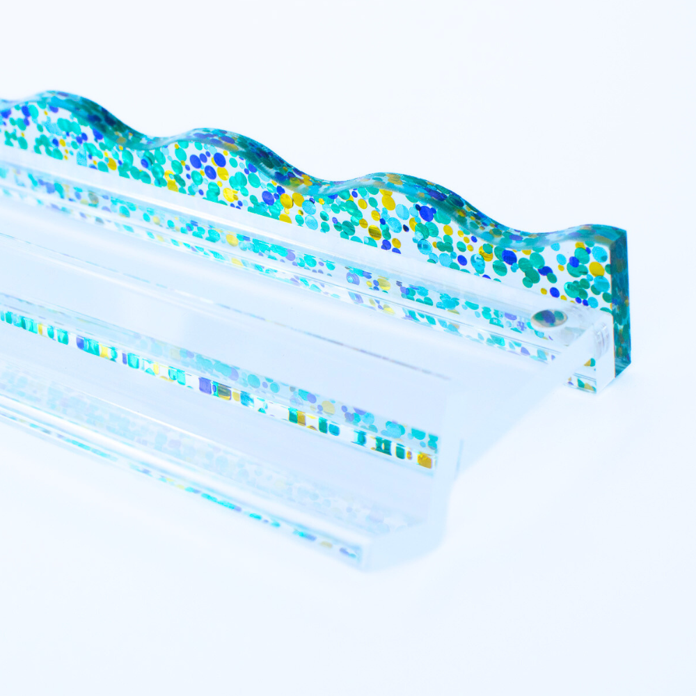 My Fair Mahjong - MAHJONG RACK PUSHERS - MAGNETIC  |  Premium Acrylic  |  Set of 4: Confetti-Wavy-Blue