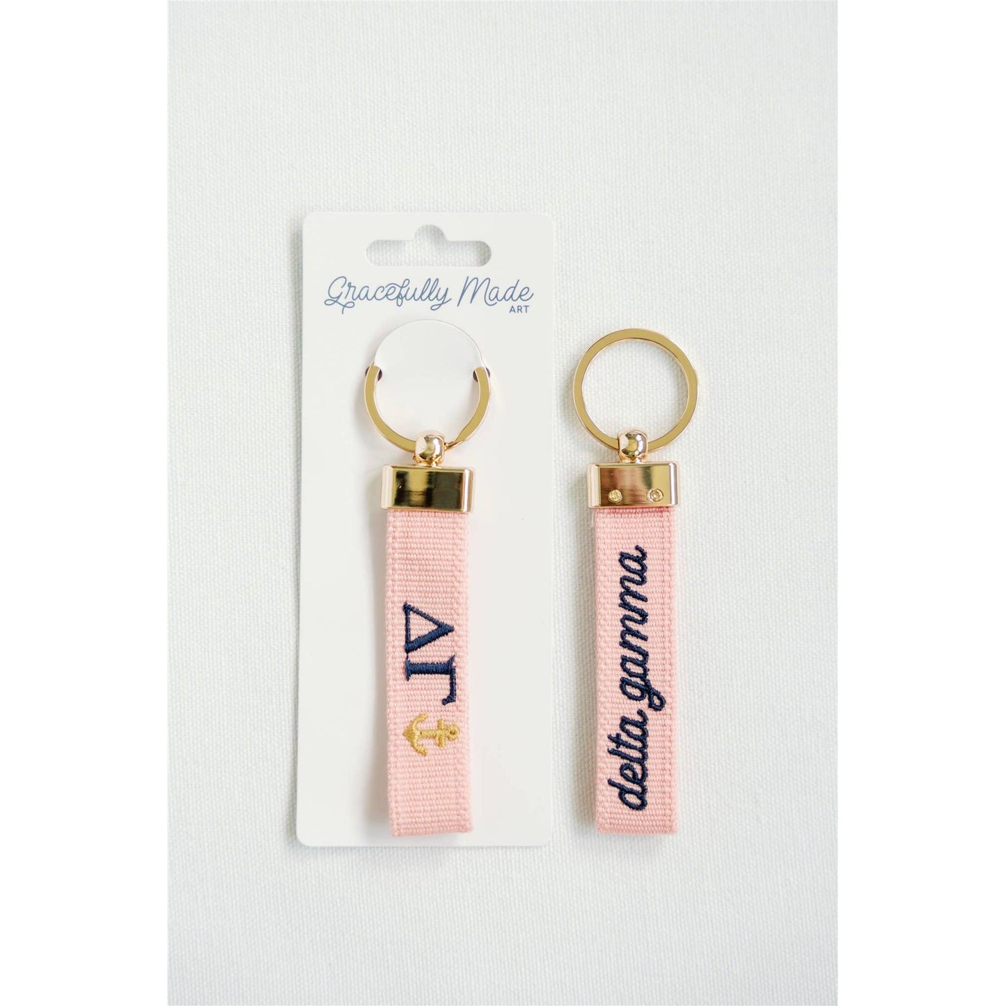 Gracefully Made Art - Delta Gamma Embroidered Keychain, Sorority