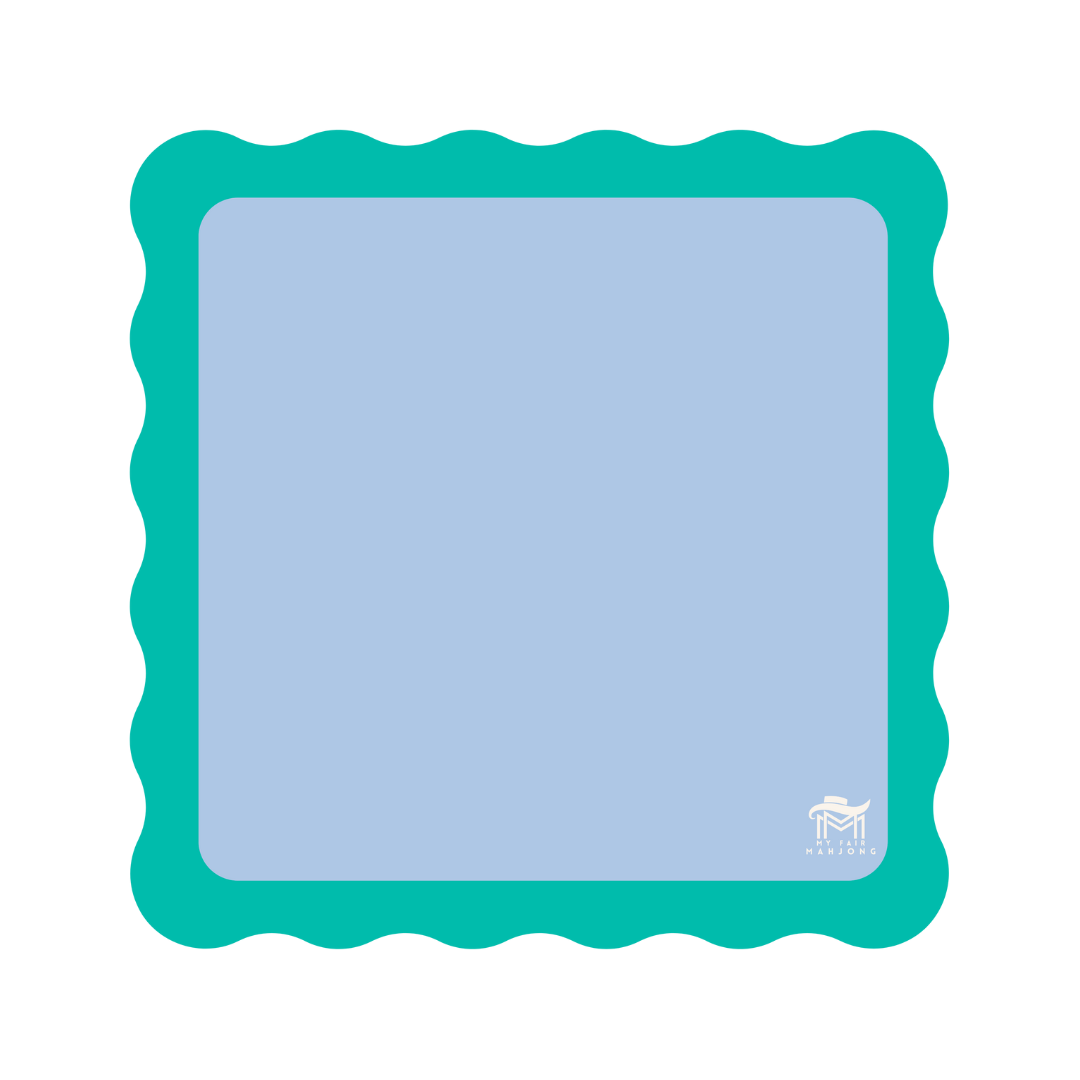 My Fair Mahjong - Blue Center- Green Scallop Mahjong Mat