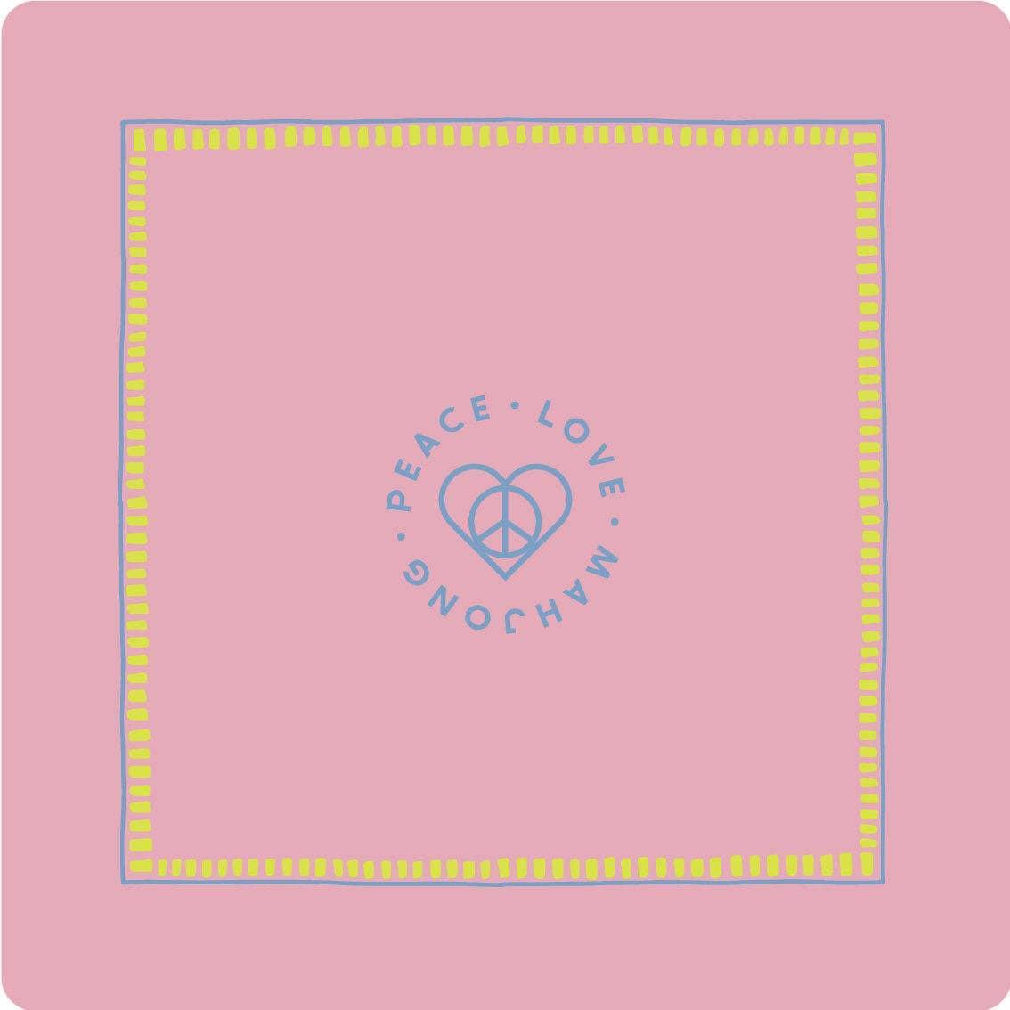 Peace Love Mahjong - Mats: Light Pink with Chartreuse & French Blue