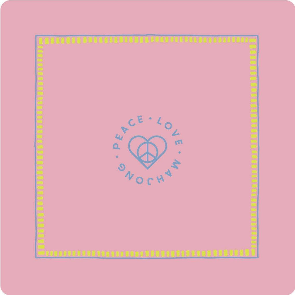 Peace Love Mahjong - Mats: Light Pink with Chartreuse & French Blue