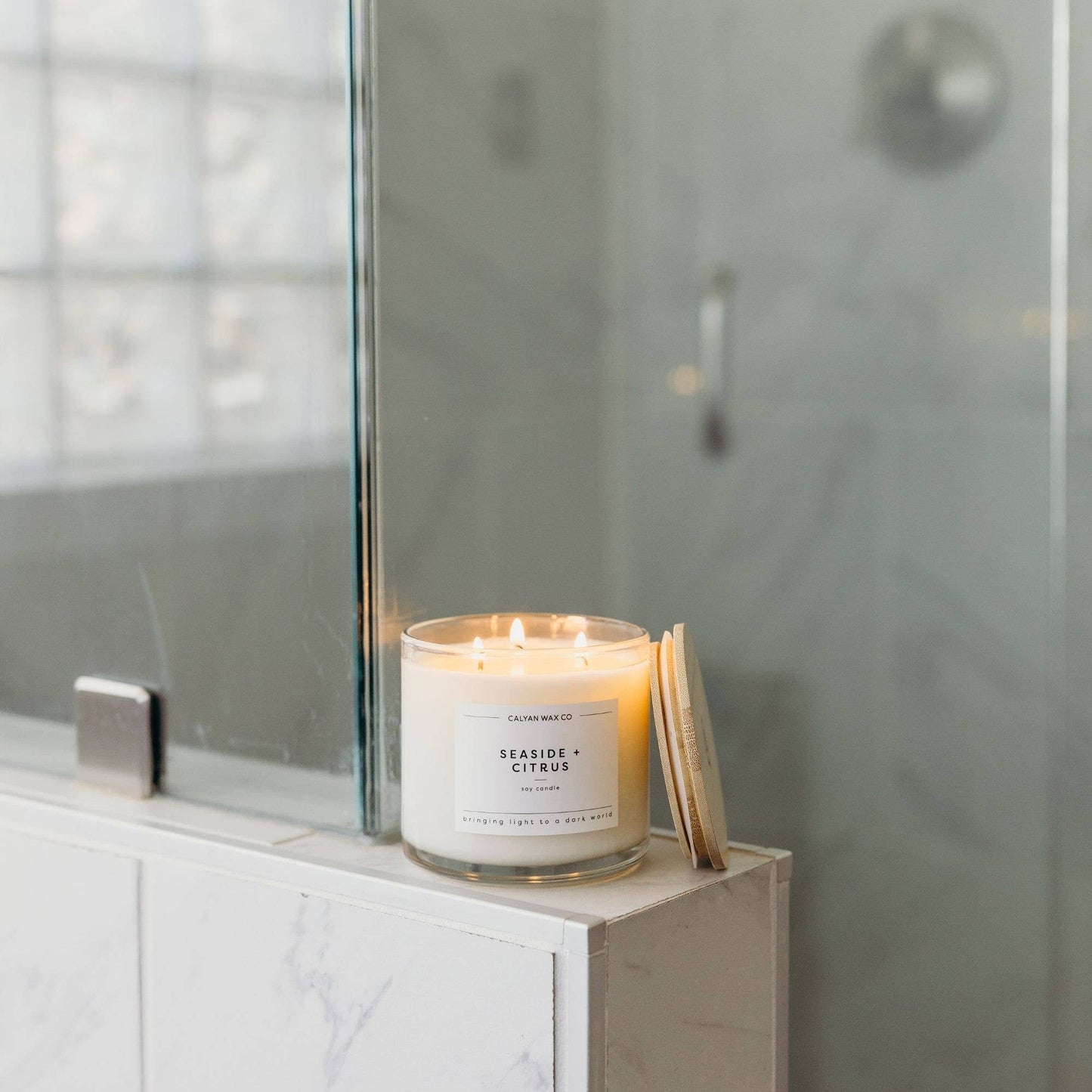 Calyan Wax Co. - Seaside + Citrus - 3 Wick Clear Glass Tumbler Soy Candle