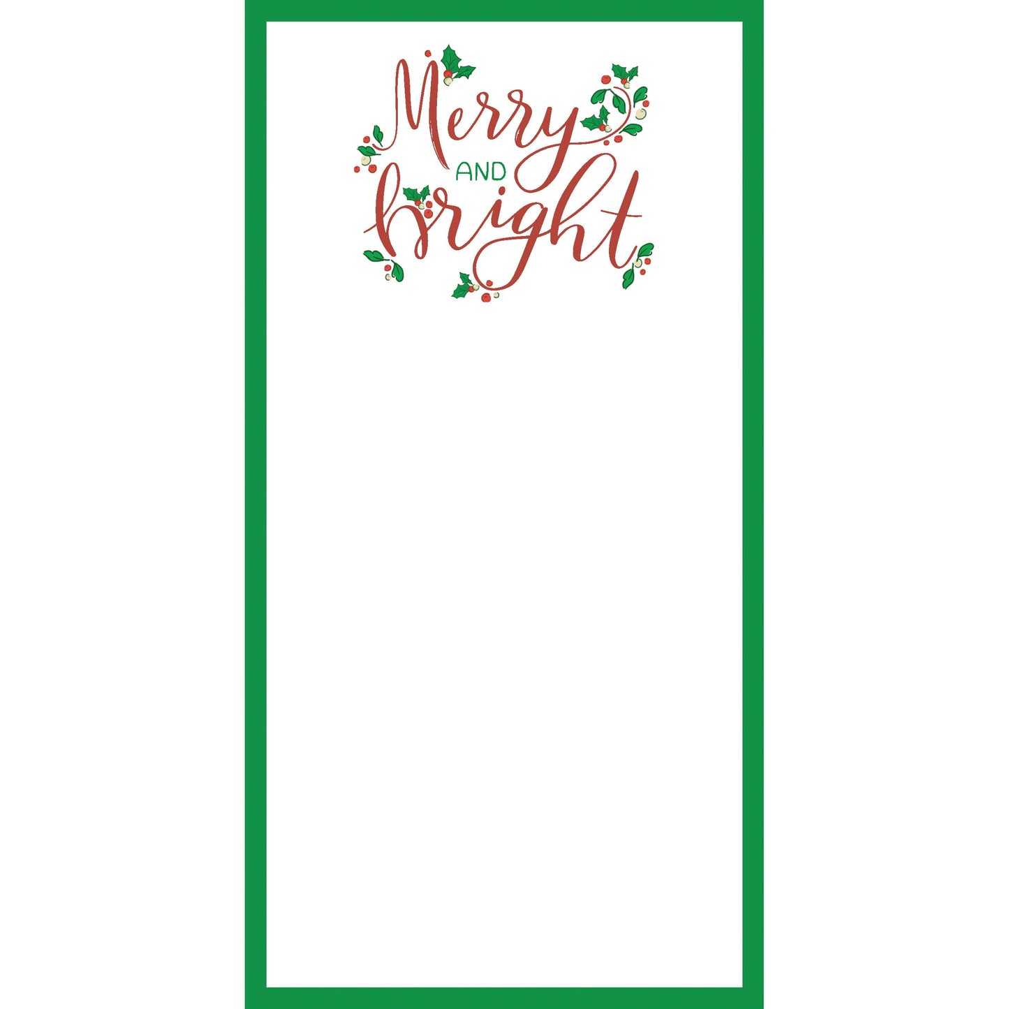 WH Hostess Social Stationery - In Stock 4.25x8.5 Merry and Bright List Notepad