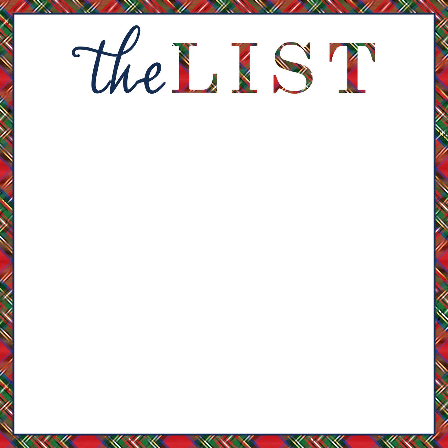WH Hostess Social Stationery - In Stock 8.5x8.5 Tartan List Slab Notepad