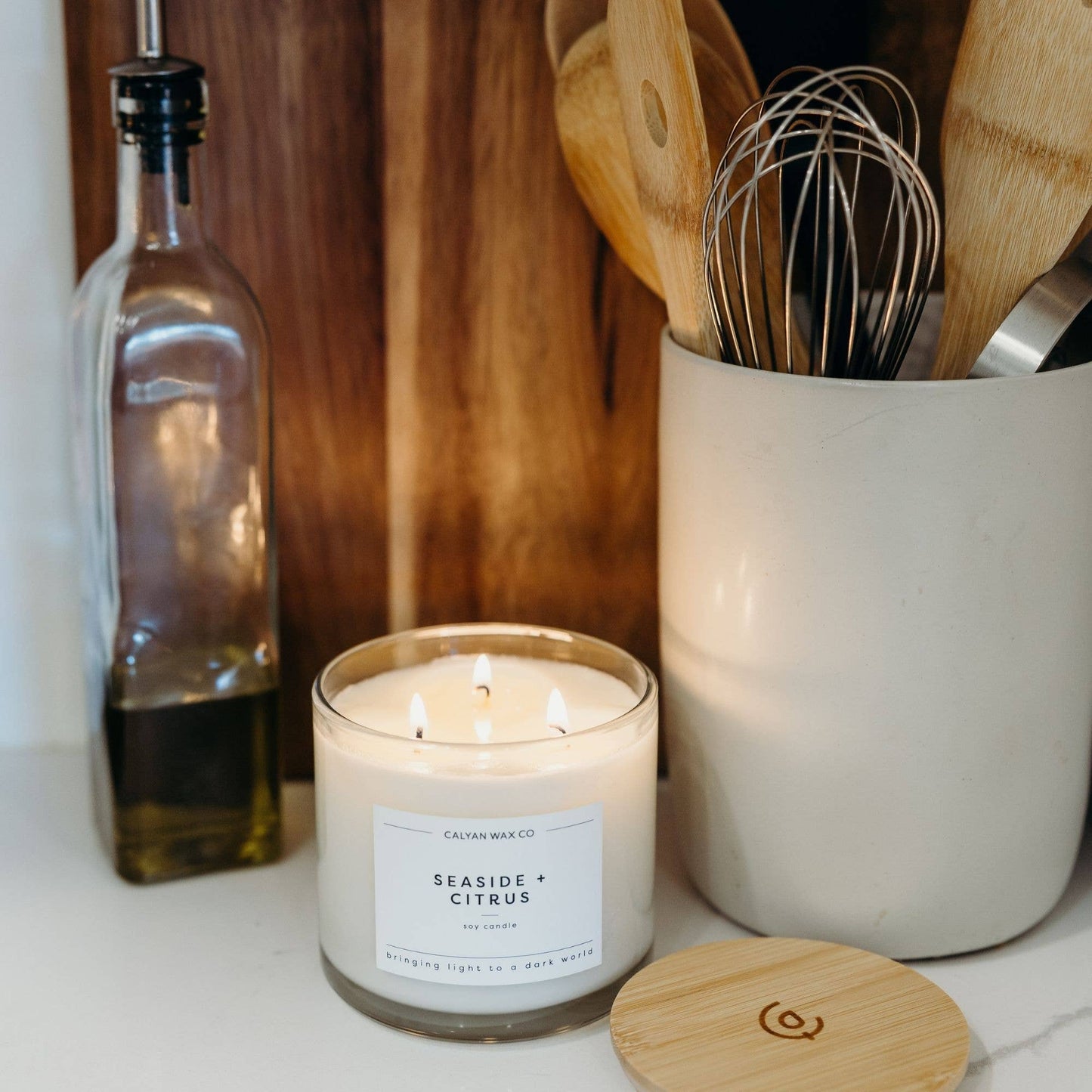 Calyan Wax Co. - Seaside + Citrus - 3 Wick Clear Glass Tumbler Soy Candle