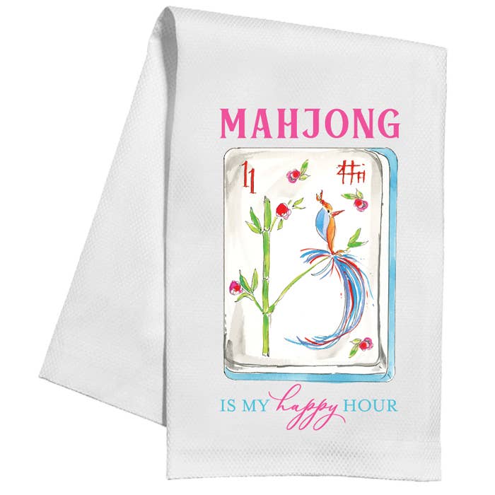 RosanneBeck Collections - Handpainted Mahjong is my Happy Hour Kitchen Towel