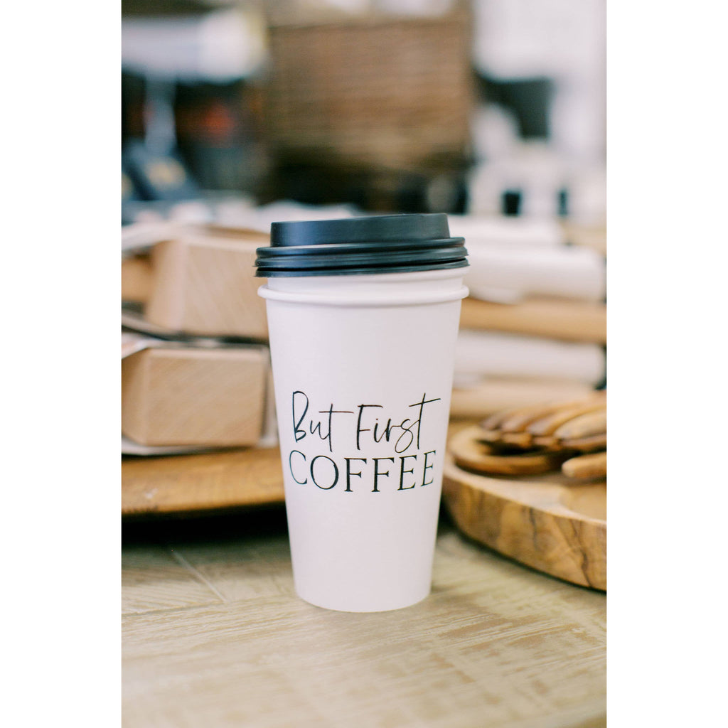 But First Coffee Paper Coffee Cup With Lids