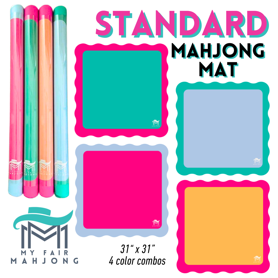 My Fair Mahjong -Pink Center- Blue Scallop Mahjong Mat