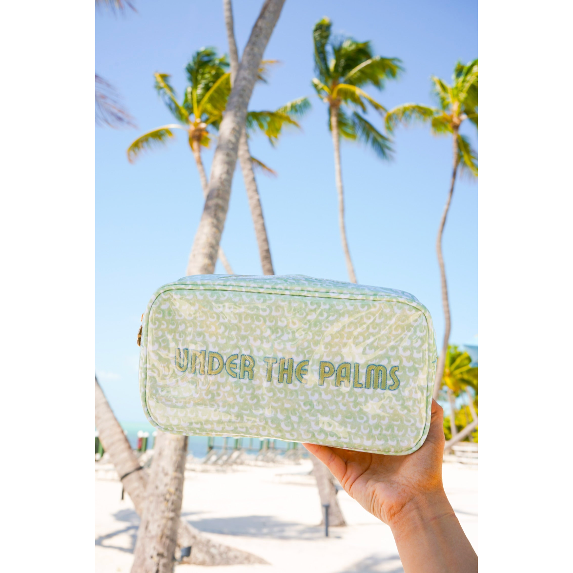 KENZKUSTOMZ - Green Scallops Under the Palms Large Clear Coat Bag